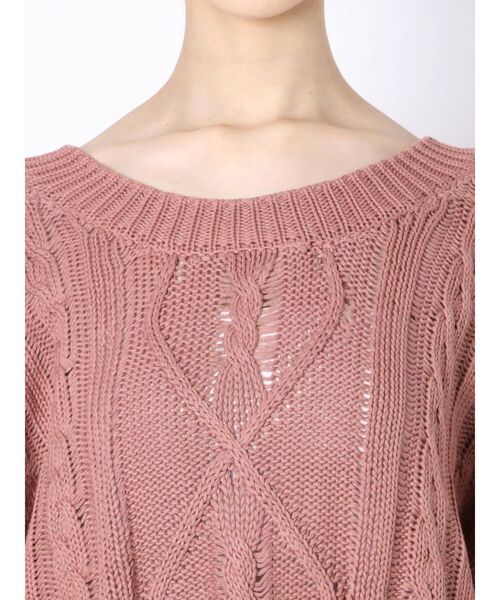 GYDA（ジェイダ）の「メッシュブリーチショートニット TOPS（ニット/セーター・レディース・ベージュ/ネイビー/ボルドー・FREE）」の4枚目の写真