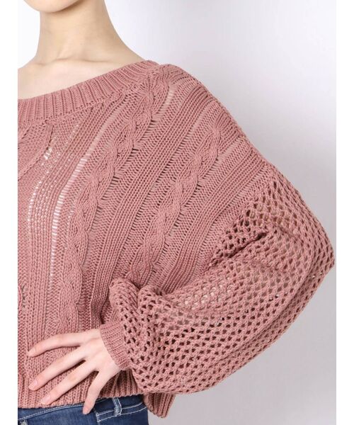 GYDA（ジェイダ）の「メッシュブリーチショートニット TOPS（ニット/セーター・レディース・ベージュ/ネイビー/ボルドー・FREE）」の21枚目の写真