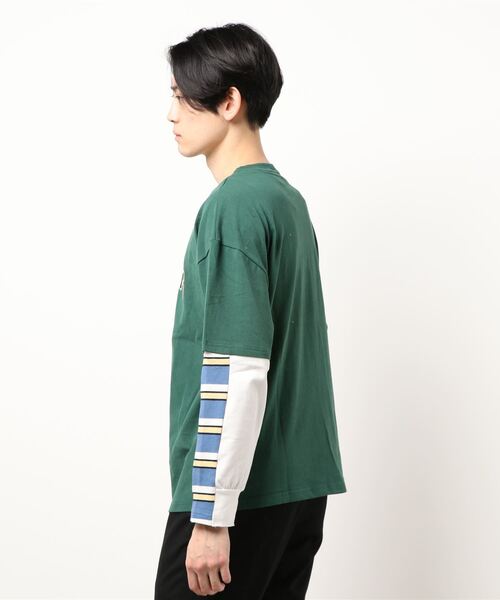 HOOK（フック）の「【HOOK】重ね着風長袖tシャツ（Tシャツ/カットソー・メンズ・レッド/グリーン/ブルー/ブラック/ライトグレー/ベージュ/ライトグリーン・M/L/XL/XXL）」の9枚目の写真