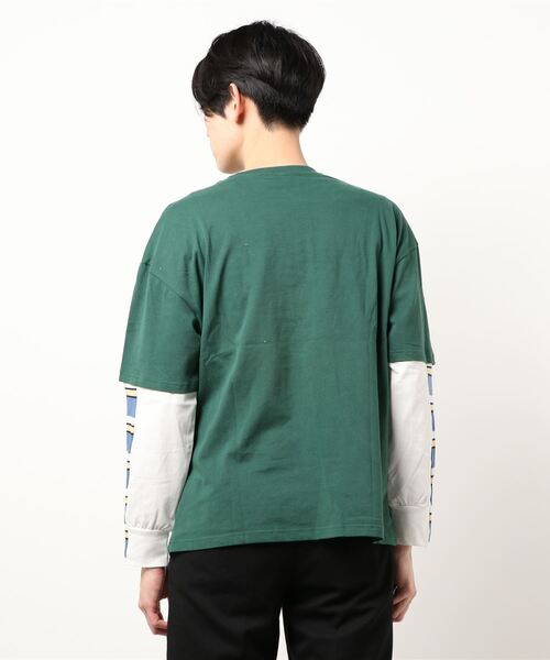 HOOK（フック）の「【HOOK】重ね着風長袖tシャツ（Tシャツ/カットソー・メンズ・レッド/グリーン/ブルー/ブラック/ライトグレー/ベージュ/ライトグリーン・M/L/XL/XXL）」の8枚目の写真