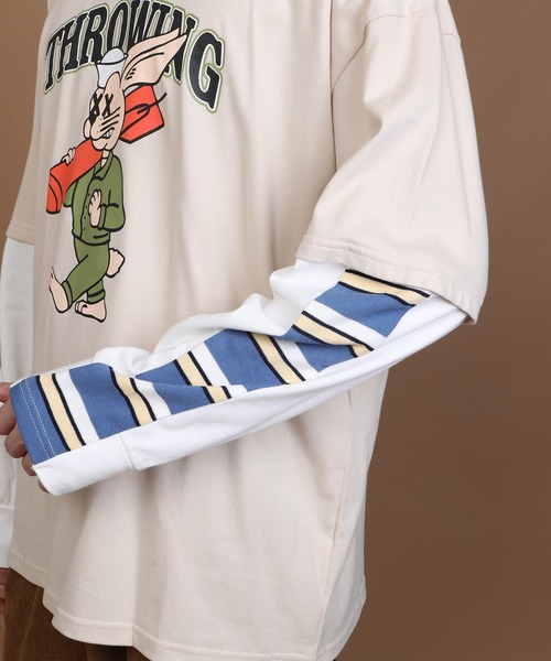 HOOK（フック）の「【HOOK】重ね着風長袖tシャツ（Tシャツ/カットソー・メンズ・レッド/グリーン/ブルー/ブラック/ライトグレー/ベージュ/ライトグリーン・M/L/XL/XXL）」の19枚目の写真