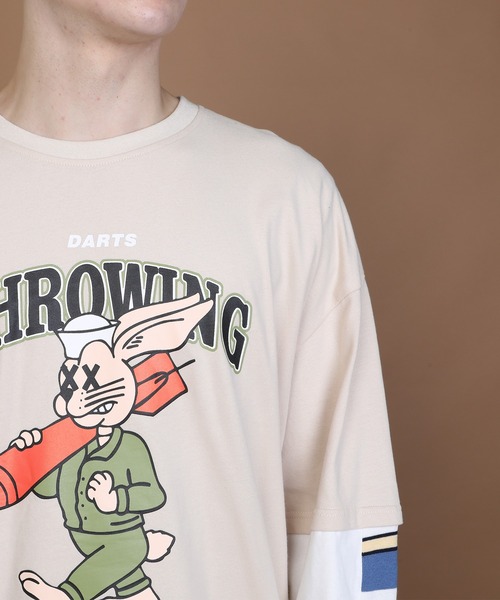 HOOK（フック）の「【HOOK】重ね着風長袖tシャツ（Tシャツ/カットソー・メンズ・レッド/グリーン/ブルー/ブラック/ライトグレー/ベージュ/ライトグリーン・M/L/XL/XXL）」の18枚目の写真