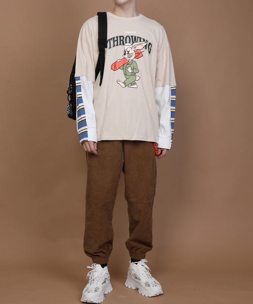 HOOK（フック）の「【HOOK】重ね着風長袖tシャツ（Tシャツ/カットソー・メンズ・レッド/グリーン/ブルー/ブラック/ライトグレー/ベージュ/ライトグリーン・M/L/XL/XXL）」の13枚目の写真