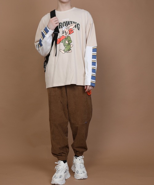 HOOK（フック）の「【HOOK】重ね着風長袖tシャツ（Tシャツ/カットソー・メンズ・レッド/グリーン/ブルー/ブラック/ライトグレー/ベージュ/ライトグリーン・M/L/XL/XXL）」の14枚目の写真