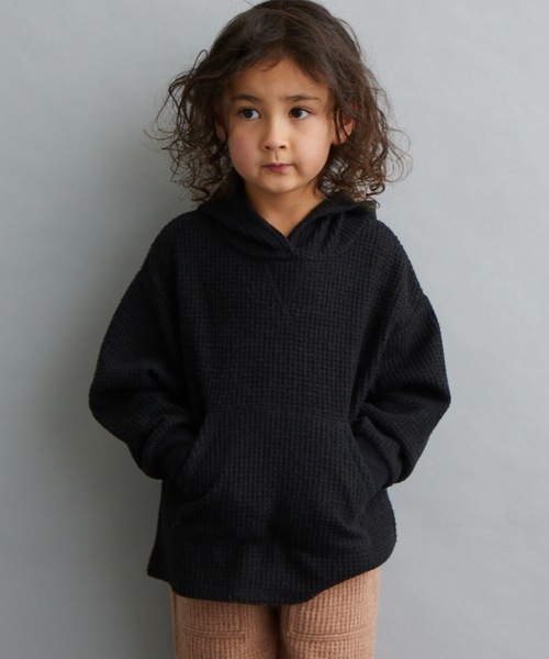 ＆yam（アンドヤム）の「ふわふわワッフルパーカー（パーカー・キッズ・ホワイト/ブラック/ベージュ/パープル/ベージュ系その他/ブラウン・100/110/120/130/140/150/160）」の2枚目の写真