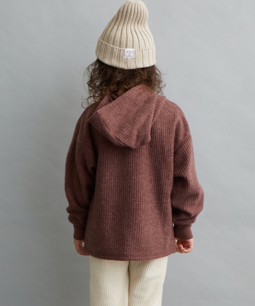 ＆yam（アンドヤム）の「ふわふわワッフルパーカー（パーカー・キッズ・ホワイト/ブラック/ベージュ/パープル/ベージュ系その他/ブラウン・100/110/120/130/140/150/160）」の10枚目の写真