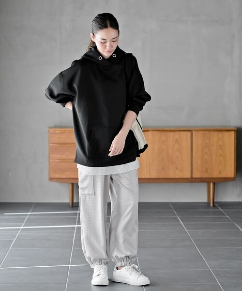 rps（アールピーエス）の「ダンボールプルパーカー（パーカー・レディース・チャコールグレー/ラベンダー/ライトカーキ/グレイッシュベージュ/グレイッシュブルー/ブラウン/カーキ/アイボリー/ブラック・M/フリー）」の19枚目の写真