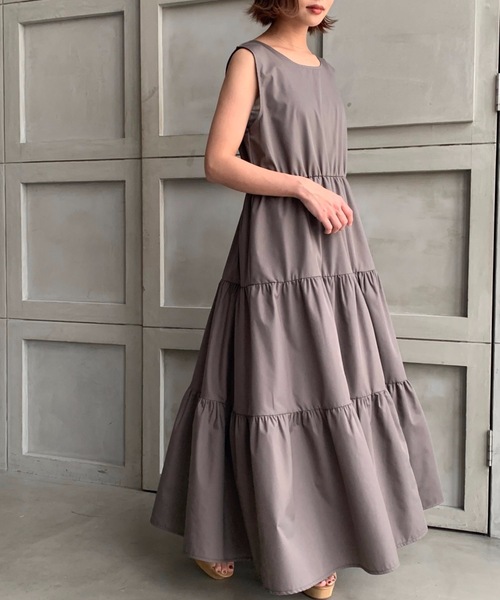 セール 21s S New Arrival 前後2wayノースリーブティアードワンピース 裏地あり ワンピース Moment モーメントプラス のファッション通販 Zozotown