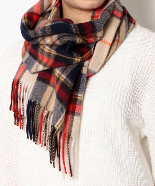 UNITED ARROWS(ユナイテッドアローズ)の「○<BEGG(ベグ)>UA CHK 35 180 マフラー◆(マフラー・レディース・ベージュ/ピンク/レッド/ネイビー・フリー)」の10枚目の写真