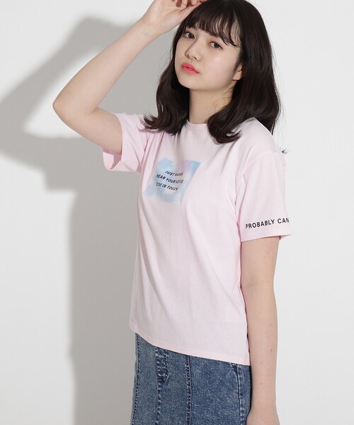 PINK-latte(ピンクラテ)の「【オーガニックコットン100%】タイダイプリントTシャツ(Tシャツ/カットソー)」|ベビーピンク