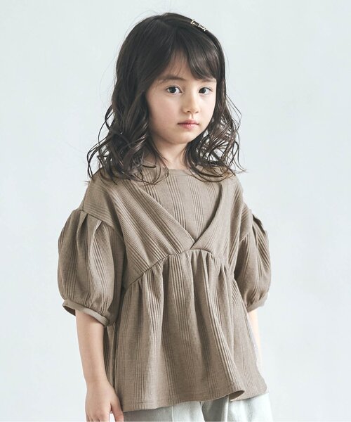 apres les cours（アプレレクール）の「ウエストタックTシャツ（Tシャツ/カットソー・キッズ・ブラウン/ラベンダー・140/90/100/110/120/80/130）」の2枚目の写真