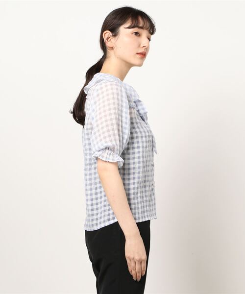 Clice de Paris（クリシェドゥパリス）の「PSGシアーチェックBL（シャツ/ブラウス・レディース・ブルー/グレー・ONESIZE）」の6枚目の写真