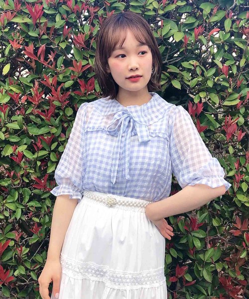 Clice de Paris（クリシェドゥパリス）の「PSGシアーチェックBL（シャツ/ブラウス・レディース・ブルー/グレー・ONESIZE）」の2枚目の写真