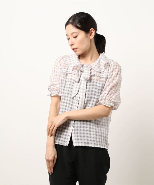 Clice de Paris（クリシェドゥパリス）の「PSGシアーチェックBL（シャツ/ブラウス・レディース・ブルー/グレー・ONESIZE）」の8枚目の写真