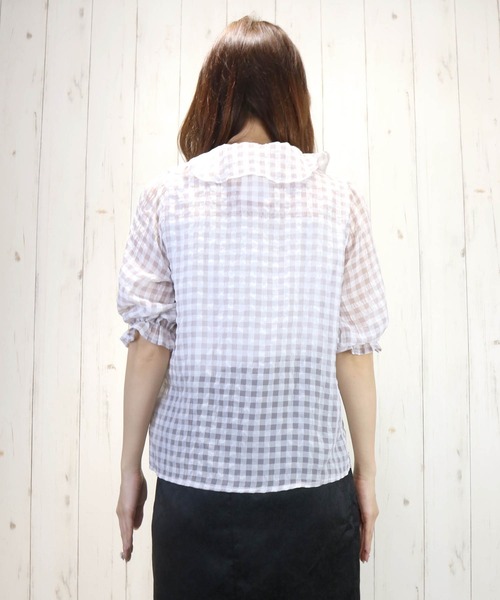 Clice de Paris（クリシェドゥパリス）の「PSGシアーチェックBL（シャツ/ブラウス・レディース・ブルー/グレー・ONESIZE）」の3枚目の写真