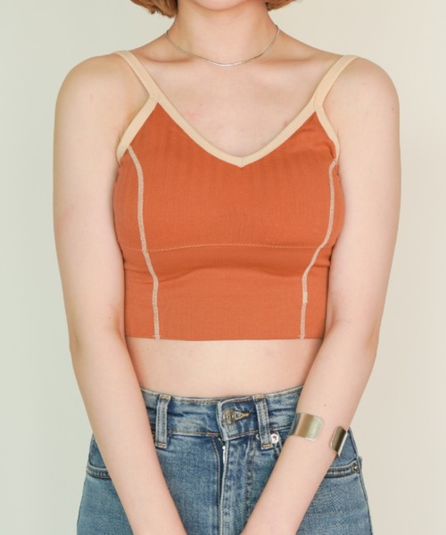 yuue' ( wear )(ユーイ)の「パイピングラインブラトップキャミソール(キャミソール・レディース・ホワイト/ブラック/ダークグリーン/ネイビー/イエロー/オレンジ/グリーン・FREE)」の7枚目の写真