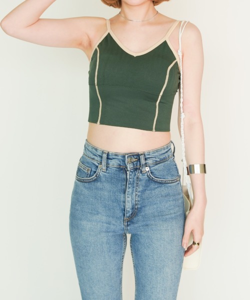 yuue' ( wear )(ユーイ)の「パイピングラインブラトップキャミソール(キャミソール・レディース・ホワイト/ブラック/ダークグリーン/ネイビー/イエロー/オレンジ/グリーン・FREE)」の8枚目の写真