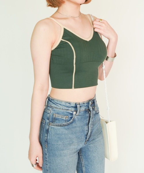 yuue' ( wear )(ユーイ)の「パイピングラインブラトップキャミソール(キャミソール・レディース・ホワイト/ブラック/ダークグリーン/ネイビー/イエロー/オレンジ/グリーン・FREE)」の9枚目の写真