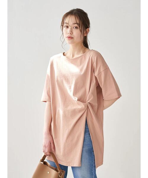 earth music&ecology（アースミュージックアンドエコロジー）の「ドレープカットチュニック　＊（Tシャツ/カットソー・レディース・チャコールグレー/ホワイト系その他2/ピンクベージュ・FREE）」の7枚目の写真