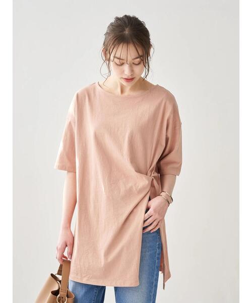 earth music&ecology（アースミュージックアンドエコロジー）の「ドレープカットチュニック　＊（Tシャツ/カットソー・レディース・チャコールグレー/ホワイト系その他2/ピンクベージュ・FREE）」の8枚目の写真