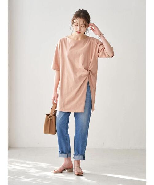 earth music&ecology（アースミュージックアンドエコロジー）の「ドレープカットチュニック　＊（Tシャツ/カットソー・レディース・チャコールグレー/ホワイト系その他2/ピンクベージュ・FREE）」の13枚目の写真