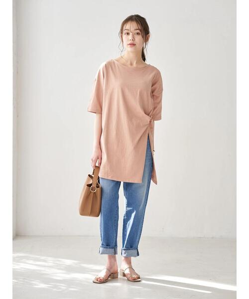 earth music&ecology（アースミュージックアンドエコロジー）の「ドレープカットチュニック　＊（Tシャツ/カットソー・レディース・チャコールグレー/ホワイト系その他2/ピンクベージュ・FREE）」の14枚目の写真