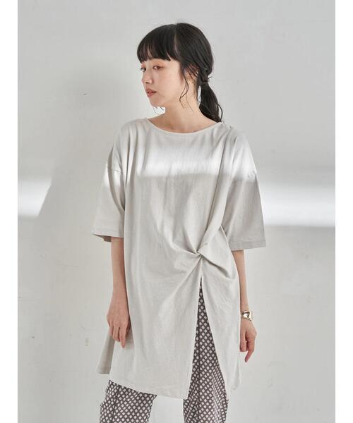 earth music&ecology（アースミュージックアンドエコロジー）の「ドレープカットチュニック　＊（Tシャツ/カットソー・レディース・チャコールグレー/ホワイト系その他2/ピンクベージュ・FREE）」の16枚目の写真