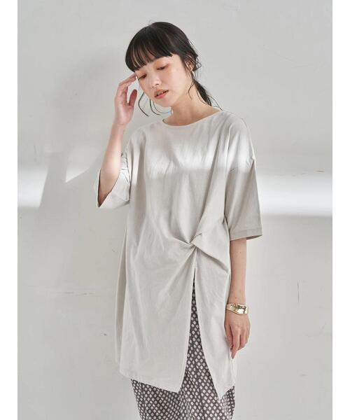 earth music&ecology（アースミュージックアンドエコロジー）の「ドレープカットチュニック　＊（Tシャツ/カットソー・レディース・チャコールグレー/ホワイト系その他2/ピンクベージュ・FREE）」の17枚目の写真