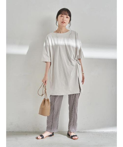 earth music&ecology（アースミュージックアンドエコロジー）の「ドレープカットチュニック　＊（Tシャツ/カットソー・レディース・チャコールグレー/ホワイト系その他2/ピンクベージュ・FREE）」の19枚目の写真