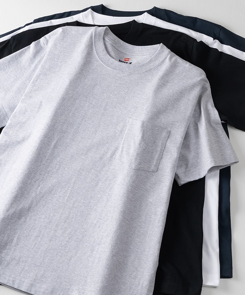 HANES(ヘインズ)の「【Hanes/ヘインズ】 BEEFY-T ポケットTシャツ クルーネック Tシャツ ユニセックス/無地(Tシャツ/カットソー・メンズ・ホワイト/ブラック/グレー/ネイビー・L/M/XL/S)」の1枚目の写真