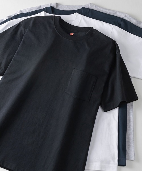 HANES(ヘインズ)の「【Hanes/ヘインズ】 BEEFY-T ポケットTシャツ クルーネック Tシャツ ユニセックス/無地(Tシャツ/カットソー・メンズ・ホワイト/ブラック/グレー/ネイビー・L/M/XL/S)」の3枚目の写真
