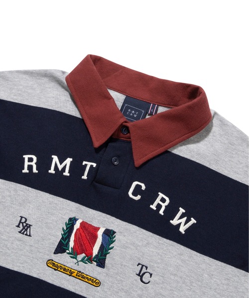 ROMANTIC CROWN（ロマンティッククラウン）の「【ROMANTIC CROWN】RMTC CLUB STRIPE POLO / ロマンティッククラウン クラブ ストライプ ロゴ ポロシャツ（ポロシャツ・メンズ・ネイビー/バーガンディー/グレー・SMALL/MEDIUM/X-LARGE/LARGE）」の22枚目の写真
