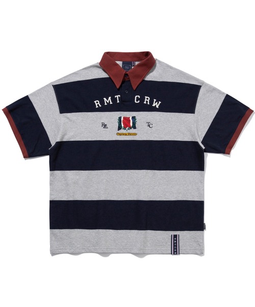 ROMANTIC CROWN（ロマンティッククラウン）の「【ROMANTIC CROWN】RMTC CLUB STRIPE POLO / ロマンティッククラウン クラブ ストライプ ロゴ ポロシャツ（ポロシャツ・メンズ・ネイビー/バーガンディー/グレー・SMALL/MEDIUM/X-LARGE/LARGE）」の20枚目の写真