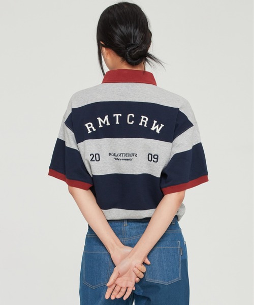ROMANTIC CROWN（ロマンティッククラウン）の「【ROMANTIC CROWN】RMTC CLUB STRIPE POLO / ロマンティッククラウン クラブ ストライプ ロゴ ポロシャツ（ポロシャツ・メンズ・ネイビー/バーガンディー/グレー・SMALL/MEDIUM/X-LARGE/LARGE）」の18枚目の写真