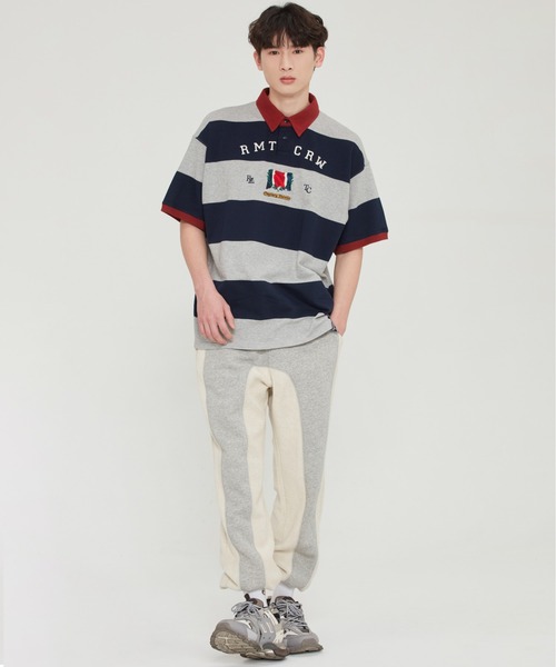 ROMANTIC CROWN（ロマンティッククラウン）の「【ROMANTIC CROWN】RMTC CLUB STRIPE POLO / ロマンティッククラウン クラブ ストライプ ロゴ ポロシャツ（ポロシャツ・メンズ・ネイビー/バーガンディー/グレー・SMALL/MEDIUM/X-LARGE/LARGE）」の17枚目の写真