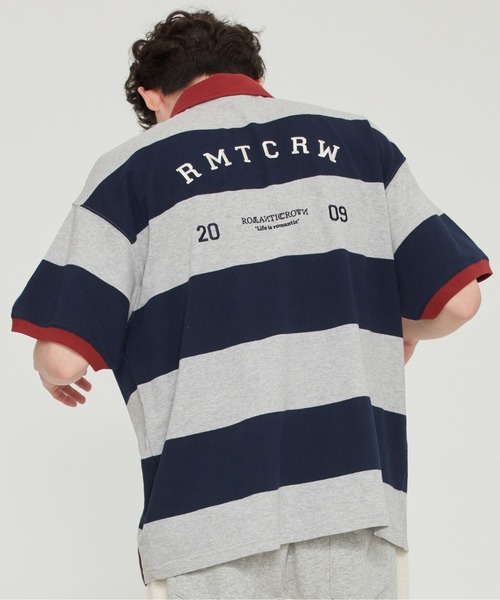 ROMANTIC CROWN（ロマンティッククラウン）の「【ROMANTIC CROWN】RMTC CLUB STRIPE POLO / ロマンティッククラウン クラブ ストライプ ロゴ ポロシャツ（ポロシャツ・メンズ・ネイビー/バーガンディー/グレー・SMALL/MEDIUM/X-LARGE/LARGE）」の16枚目の写真