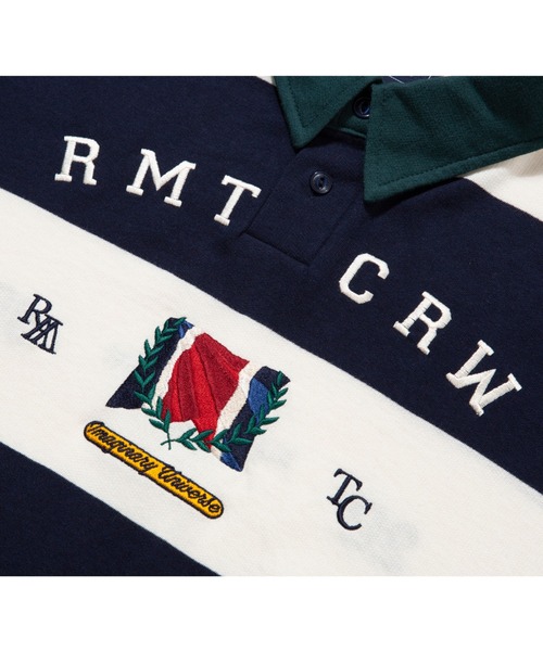 ROMANTIC CROWN（ロマンティッククラウン）の「【ROMANTIC CROWN】RMTC CLUB STRIPE POLO / ロマンティッククラウン クラブ ストライプ ロゴ ポロシャツ（ポロシャツ・メンズ・ネイビー/バーガンディー/グレー・SMALL/MEDIUM/X-LARGE/LARGE）」の12枚目の写真