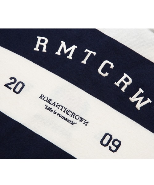 ROMANTIC CROWN（ロマンティッククラウン）の「【ROMANTIC CROWN】RMTC CLUB STRIPE POLO / ロマンティッククラウン クラブ ストライプ ロゴ ポロシャツ（ポロシャツ・メンズ・ネイビー/バーガンディー/グレー・SMALL/MEDIUM/X-LARGE/LARGE）」の14枚目の写真