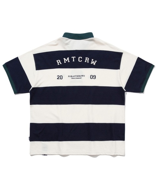 ROMANTIC CROWN（ロマンティッククラウン）の「【ROMANTIC CROWN】RMTC CLUB STRIPE POLO / ロマンティッククラウン クラブ ストライプ ロゴ ポロシャツ（ポロシャツ・メンズ・ネイビー/バーガンディー/グレー・SMALL/MEDIUM/X-LARGE/LARGE）」の10枚目の写真