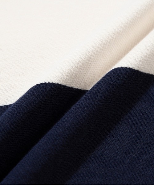 ROMANTIC CROWN（ロマンティッククラウン）の「【ROMANTIC CROWN】RMTC CLUB STRIPE POLO / ロマンティッククラウン クラブ ストライプ ロゴ ポロシャツ（ポロシャツ・メンズ・ネイビー/バーガンディー/グレー・SMALL/MEDIUM/X-LARGE/LARGE）」の15枚目の写真