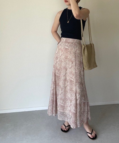 y/m by misato（イムバイミサト）の「マーブル柄マーメイドスカート（スカート・レディース・オレンジ/グリーン・FREE）」の7枚目の写真