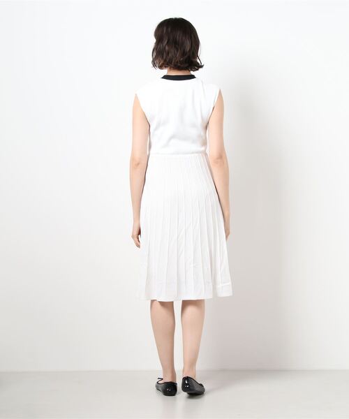 Prima Scherrer(プリマシェレル)の「ニット ワンピース ボウタイ 配色デザイン Prima Scherrer(ワンピース・レディース・ホワイト/ブラック/サックスブルー・S/M)」の8枚目の写真