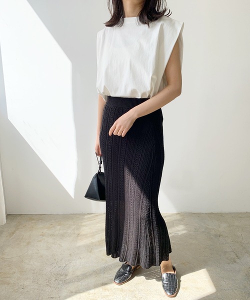 LIAN(リアン)の「天竺フレンチスリーブTシャツ(Tシャツ/カットソー・レディース・ライトベージュ/オフホワイト/ブラウン/ブラック/グリーン/オレンジ/ピンク/ネイビー/カーキ・FREE)」の12枚目の写真