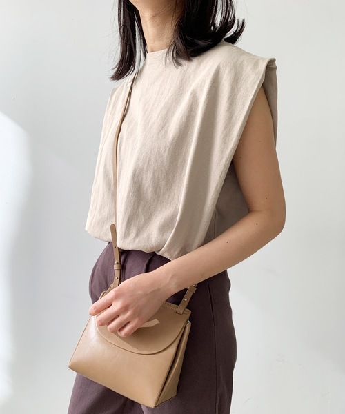 LIAN(リアン)の「天竺フレンチスリーブTシャツ(Tシャツ/カットソー・レディース・ライトベージュ/オフホワイト/ブラウン/ブラック/グリーン/オレンジ/ピンク/ネイビー/カーキ・FREE)」の19枚目の写真