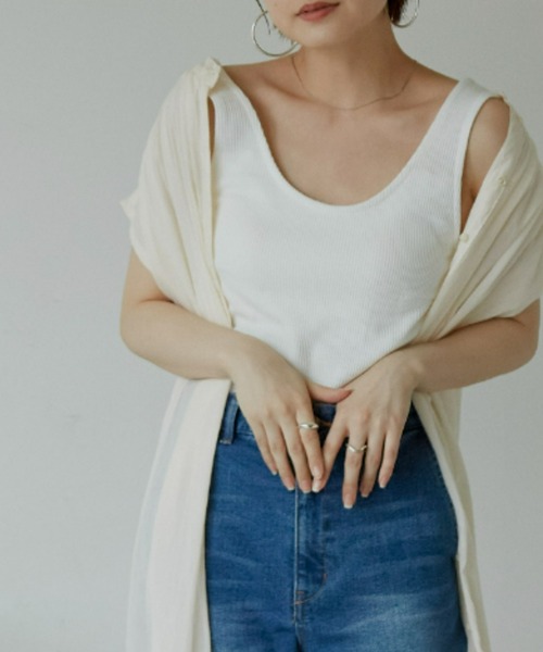 Auntie Rosa Holiday（アンティローザホリデー）の「カップ付きリブタンクトップ（タンクトップ・レディース・アイボリー/ブラック/ホワイト・MEDIUM/SMALL）」の12枚目の写真