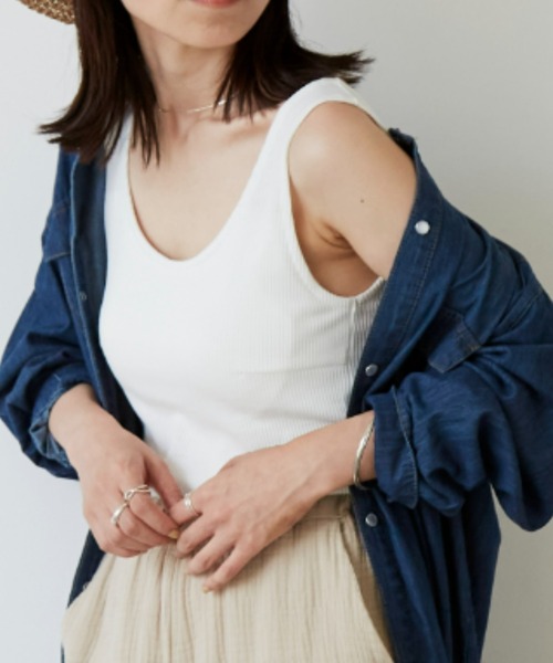 Auntie Rosa Holiday（アンティローザホリデー）の「カップ付きリブタンクトップ（タンクトップ・レディース・アイボリー/ブラック/ホワイト・MEDIUM/SMALL）」の6枚目の写真