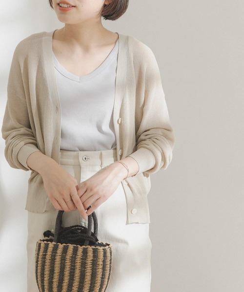 FORK&SPOON（フォークアンドスプーン）の「FORK&SPOON　ペーパーニットカーディガン（カーディガン/ボレロ・レディース・ブラック/カーキ/ライトベージュ・ONE）」の3枚目の写真