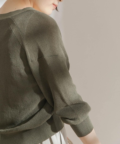 FORK&SPOON（フォークアンドスプーン）の「FORK&SPOON　ペーパーニットカーディガン（カーディガン/ボレロ・レディース・ブラック/カーキ/ライトベージュ・ONE）」の4枚目の写真