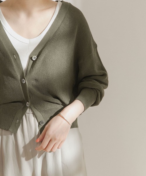FORK&SPOON（フォークアンドスプーン）の「FORK&SPOON　ペーパーニットカーディガン（カーディガン/ボレロ・レディース・ブラック/カーキ/ライトベージュ・ONE）」の5枚目の写真