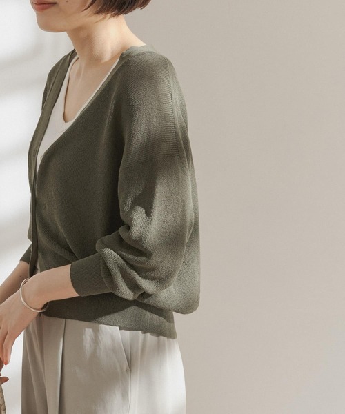 FORK&SPOON（フォークアンドスプーン）の「FORK&SPOON　ペーパーニットカーディガン（カーディガン/ボレロ・レディース・ブラック/カーキ/ライトベージュ・ONE）」の8枚目の写真